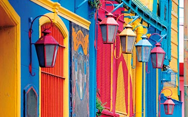 A brightly coloured street in Buenos Aires, Argentina